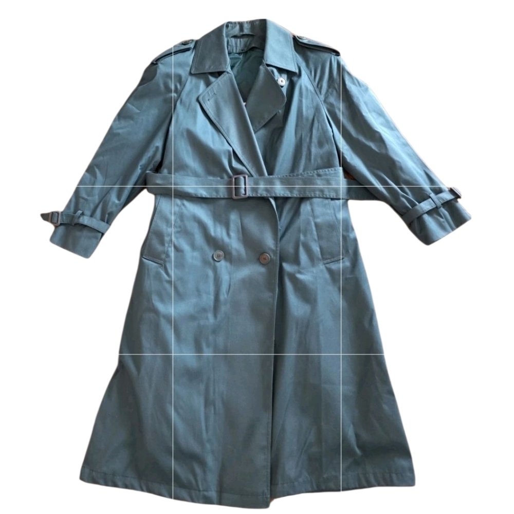 Worthington Vintage Women 3 Season Trench Long Coat Belted Long Size 10 P Green - Picture 1 of 9
